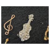 Lot of (9) Jewelry - (8) Music theme Pins + (1) Small Girl theme Pin with Gem and Pearl