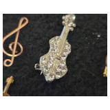 Lot of (9) Jewelry - (8) Music theme Pins + (1) Small Girl theme Pin with Gem and Pearl