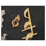 Lot of (9) Jewelry - (8) Music theme Pins + (1) Small Girl theme Pin with Gem and Pearl
