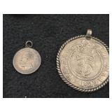 Jewelry - (2) Coin Pendants + (5) Coin Pins