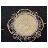 Jewelry - (2) Coin Pendants + (5) Coin Pins