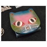 Lot of (8) Jewelry - Cat Coin Pouch, Cat Pins (x4), Dog Pin, Owl Pendant, Cat Pendant