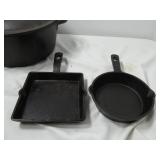 3-Piece Cookware Lot:  Lodge 8IC Cast Iron Dutch Oven with Lid & Two Crofton 6" Cast Iron Skillets