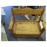 Vintage Oak Hall Bench / Telephone Chair with Lift-Top Storage