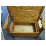 Vintage Oak Hall Bench / Telephone Chair with Lift-Top Storage