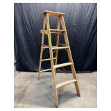 5 Step Wood Folding Ladder