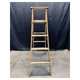 5 Step Wood Folding Ladder