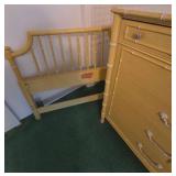 Thomasville Faux Bamboo Dresser & Twin Headboard Yellow Set
