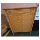 Thomasville Faux Bamboo Dresser & Twin Headboard Yellow Set
