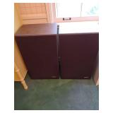 ATL Award Vintage Floor Speakers Pair Woodgrain Cabinet Stereo