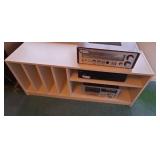 Vintage White Record Storage Stand Media Console Shelf 48 x 15.5 x 15.5