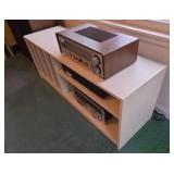 Vintage White Record Storage Stand Media Console Shelf 48 x 15.5 x 15.5