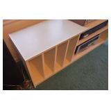 Vintage White Record Storage Stand Media Console Shelf 48 x 15.5 x 15.5