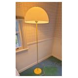 Mid Century Modern Mushroom Dome Floor Lamp Yellow Base with White Shade