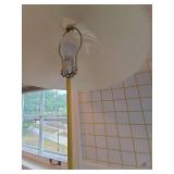 Mid Century Modern Mushroom Dome Floor Lamp Yellow Base with White Shade