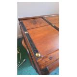 Vintage Style Wood Steamer Trunk Storage Chest w/ Leather Handles