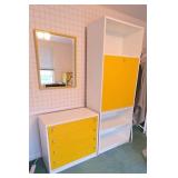 Vintage Modern White & Yellow Bedroom Furniture Set Dresser Cabinet