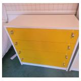 Vintage Modern White & Yellow Bedroom Furniture Set Dresser Cabinet