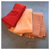Set of 3 Vintage Wool Queen Blankets Satin Bound Red Ivory Tan