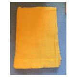 Vintage Yellow Wool Queen Blanket Satin Bound Solid Color Bedding