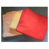 Set of 3 Queen Size Fleece Blankets Red Yellow Beige Bedding