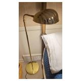 Adjustable Brass Floor Reading Lamp Shell Shade 15in Wide