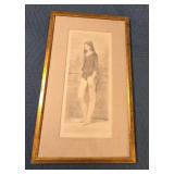 Framed Dancer Figure Print in Gilt Frame 15in x 26in Wall Art