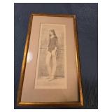 Framed Dancer Figure Print in Gilt Frame 15in x 26in Wall Art