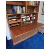 Mid Century Modern Teak Wall Unit Secretary Desk Bookcase 54.5in - Contents not included