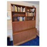 Mid Century Modern Teak Wall Unit Secretary Desk Bookcase 54.5in - Contents not included