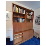 Mid Century Modern Teak Wall Unit Secretary Desk Bookcase 54.5in - Contents not included