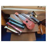 Assorted Student Music Instruments Ukulele Recorders & Folding Stand