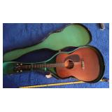 Vintage Parlor Acoustic Guitar with Hard Case Mahogany Finish