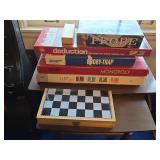 Lot of Vintage Board Games with Wooden Chess Set Monopoly Life
