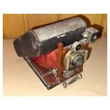 Vintage Kodak Folding Bellows Camera Red Bellows Wood Base Finder