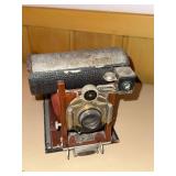Vintage Kodak Folding Bellows Camera Red Bellows Wood Base Finder