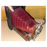 Vintage Kodak Folding Bellows Camera Red Bellows Wood Base Finder