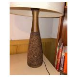 Mid Century Modern Style Cork Table Lamp With Drum Shade