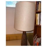 Mid Century Modern Style Cork Table Lamp With Drum Shade
