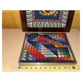 Pair of Framed Needlepoint Wall Art Geometric & Dragon Motifs