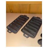 Unmarked Cast Iron Corn Stick & Heart Muffin Baking Pans Set