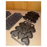 Unmarked Cast Iron Corn Stick & Heart Muffin Baking Pans Set