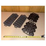 Unmarked Cast Iron Corn Stick & Heart Muffin Baking Pans Set