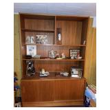 Mid Century Modern Solid Teak Bookcase Cabinet Sliding Doors