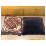 Pair of Turkish Kilim Style Accent Throw Pillows Woven Geometric