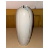 Sculptural White Art Pottery Vase Matte Finish Tulip Form