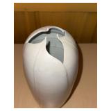 Sculptural White Art Pottery Vase Matte Finish Tulip Form