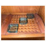 Dansk MCM Danish Modern Teak Serving Tray with 3 Glass Inserts