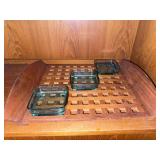 Dansk MCM Danish Modern Teak Serving Tray with 3 Glass Inserts