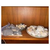 Decorative Seashell & Beach Stone Collection with Bowls and Plate